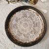 1pc Retro Style Lace Placemat,Embroidered Lace Three-dimensional Table Decoration,Flower Design Meal Mat Round Dining Decor