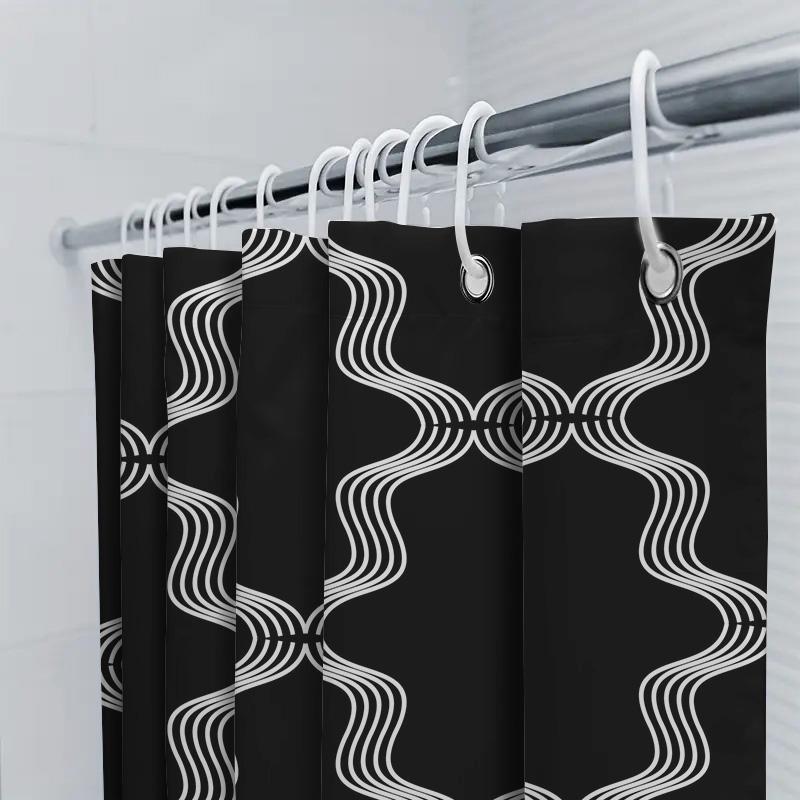 Modern Black White Shower Curtain With Unique Pattern Ideal For Bathroom Decor! (#1596802)