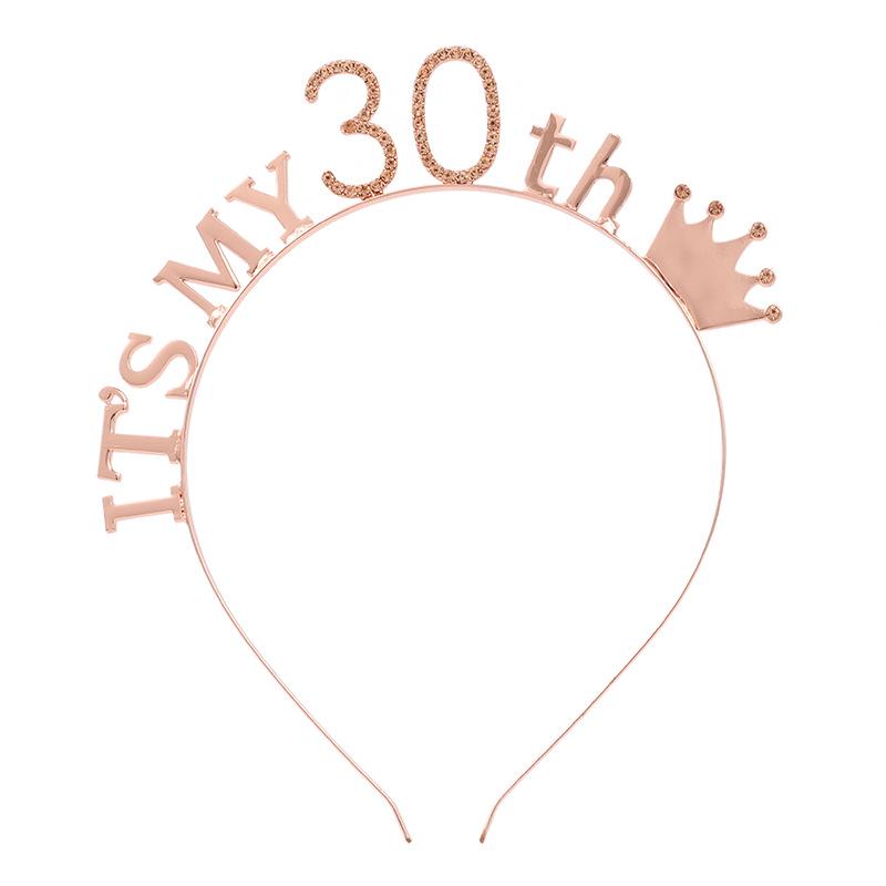 Birthday Party Girl Crown Headband for Milestone Ages 16, 18, 21, 30, 50