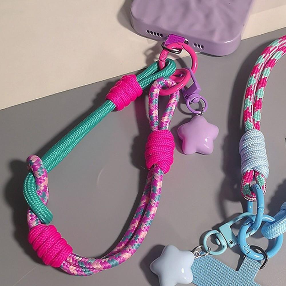 Star Keychain Mobile Phone Lanyard Detachable Mobile Phone Charm Woven Phone Strap  Lanyard Patch
