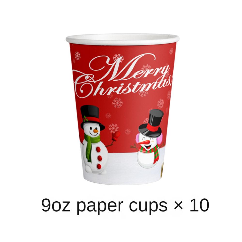 10KS Vánoční Jednorázové Nádobí Party Dekorace Aranžmá Vánoční Sněhulák Papírový Kelímek Papírový Talíř Party Potřeby