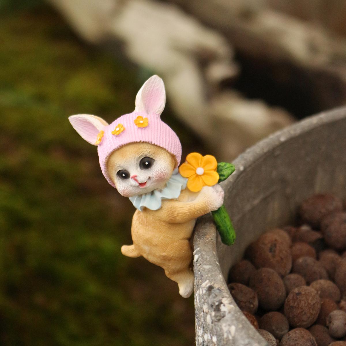 

1 cute flower cat flowerpot decoration pendant, outdoor garden bonsai decoration, home flowerpot pendant decoration statue