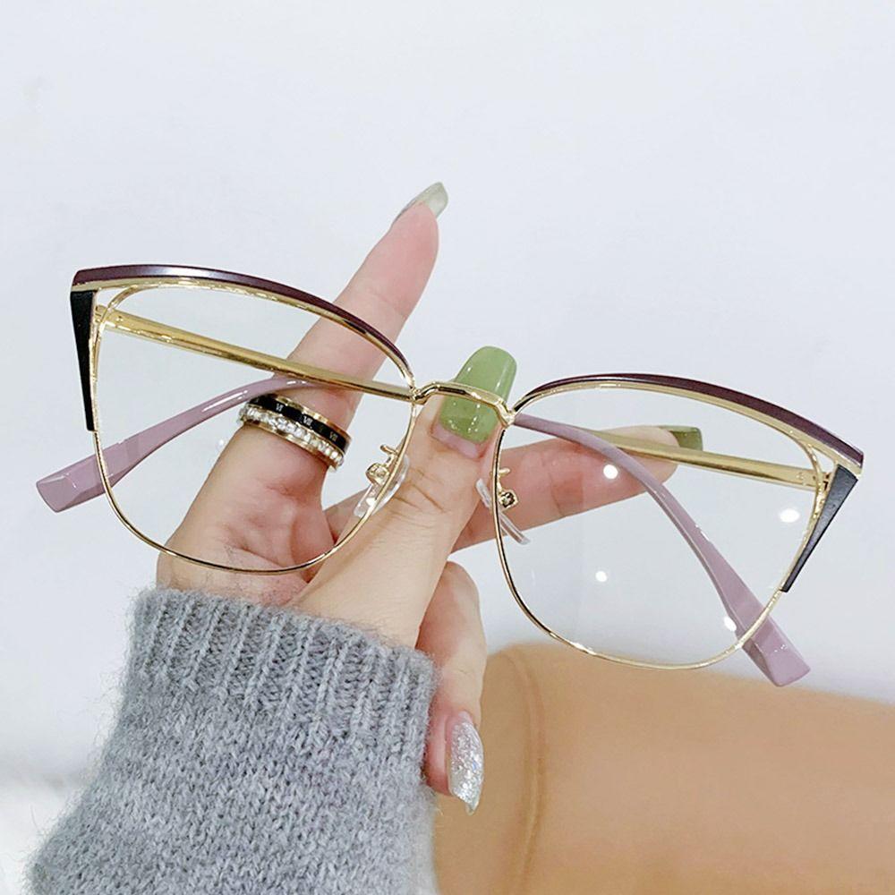 

Новая металлическая антисиняя легкая оправа для очков для женщин и девочек, брендовая дизайнерская оправа для оптических очков большого размера, прозрачные очки