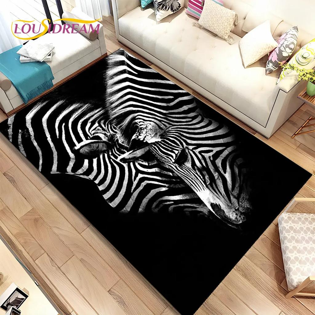 Zebra Wild Animal  Area Rug Large,Carpet Rug for Living Room Bedroom Kitchen Doormat Decoration,Children Play Non-slip Floor Mat