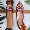 Damen Mittelgröße Metallschnalle Niedriger Absatz Graffiti Spitzschuh Tiefe Ausschnitte Ballerinas Retro Römischer Stil Neue Herbstschuhe