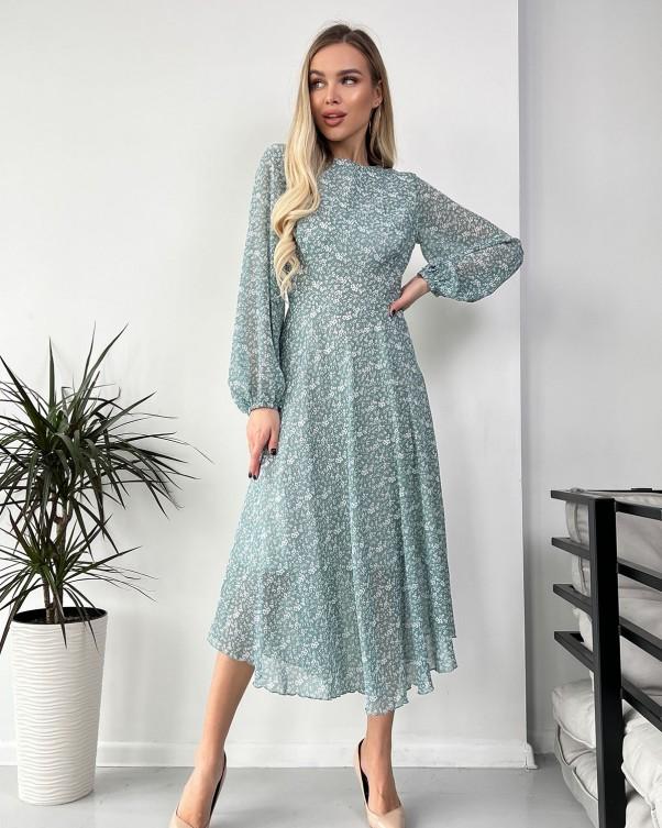 

Квіткова легка сукня із шифону ISSA Plus S коричневий