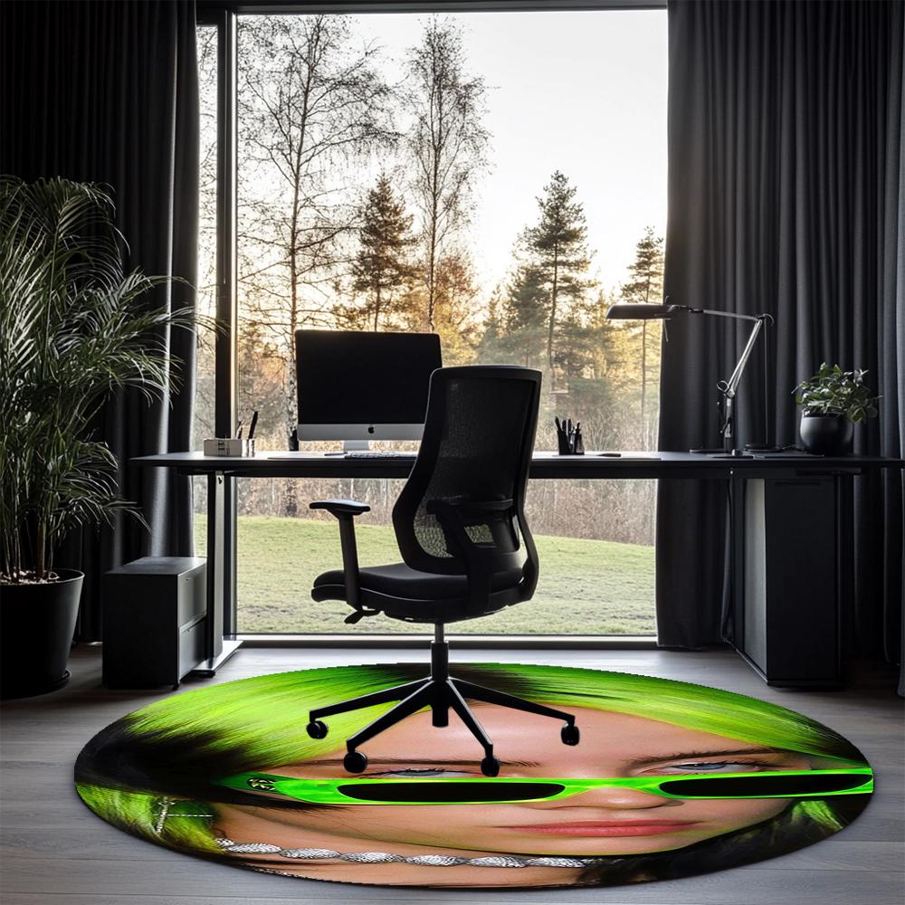 Billie Eilish Printed Round Rug Carpet Chair Rug Area Rug Entryway Doormats,for Office Chair Living Room Bedroom Kitchen Room.