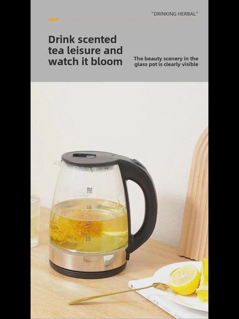 Hervidor eléctrico multifunción de vidrio de alto boro con apagado automático y luz LED