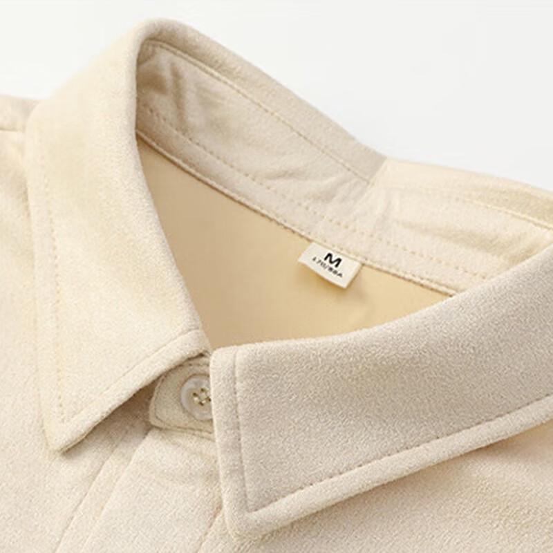 Snoopy Men's Casual Short-Sleeve Suede-Feel Lapel Shirt