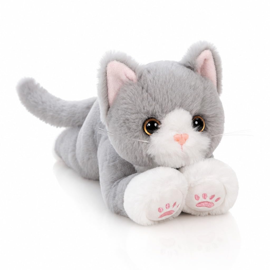 Hyack Cat Plush Toy, Cat Hugging Pillow, Fluffy, Realistic, Cute Gift, Black Cat (Gray) [Parallel Import]