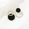 Women's Earrings Asymmetrical Round Hollow Round Black Stud Earrings Pendientes