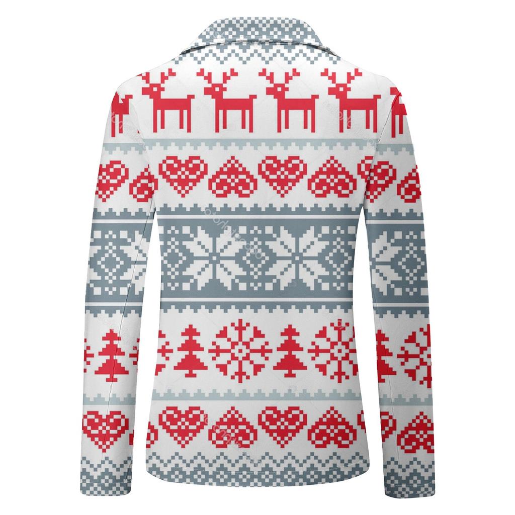 Unisex Winter Christmas Prints Suit Jackets Unisex Casual Fashion Button Jackets