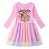 Korean Style Sparkling Rainbow Star Princess Dress for Girls - Short Sleeve Summer & Long Sleeve Spring/Autumn Styles Available