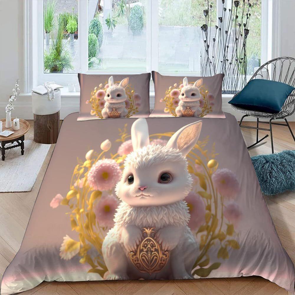 3D Tiger Rabbit Snake Pig Snail Unicorn Chick Fish Doona Duvet Quilt Cover Set