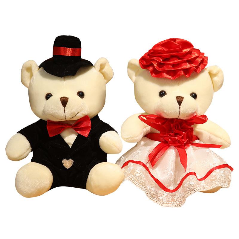 Creative Wedding Couple Teddy Bears (Pair): Bride&Groom Plush Toys—Perfect for Wedding Car Decoration & Romantic Marriage Gifts!