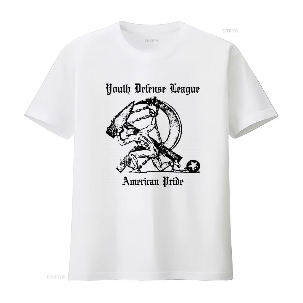 Youth Defense League T Shirt with American Pride Print Stylish and Patriotic Design for Vintage Washed Casual Breathable