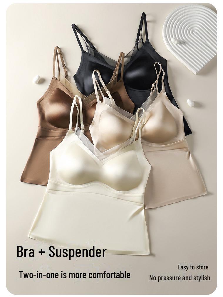 Damen Nahtloses Nude Camisole aus Maulbeerseide – Bequem, Hautfreundlich, Lang, Atmungsaktiv, Einfaches Westchen