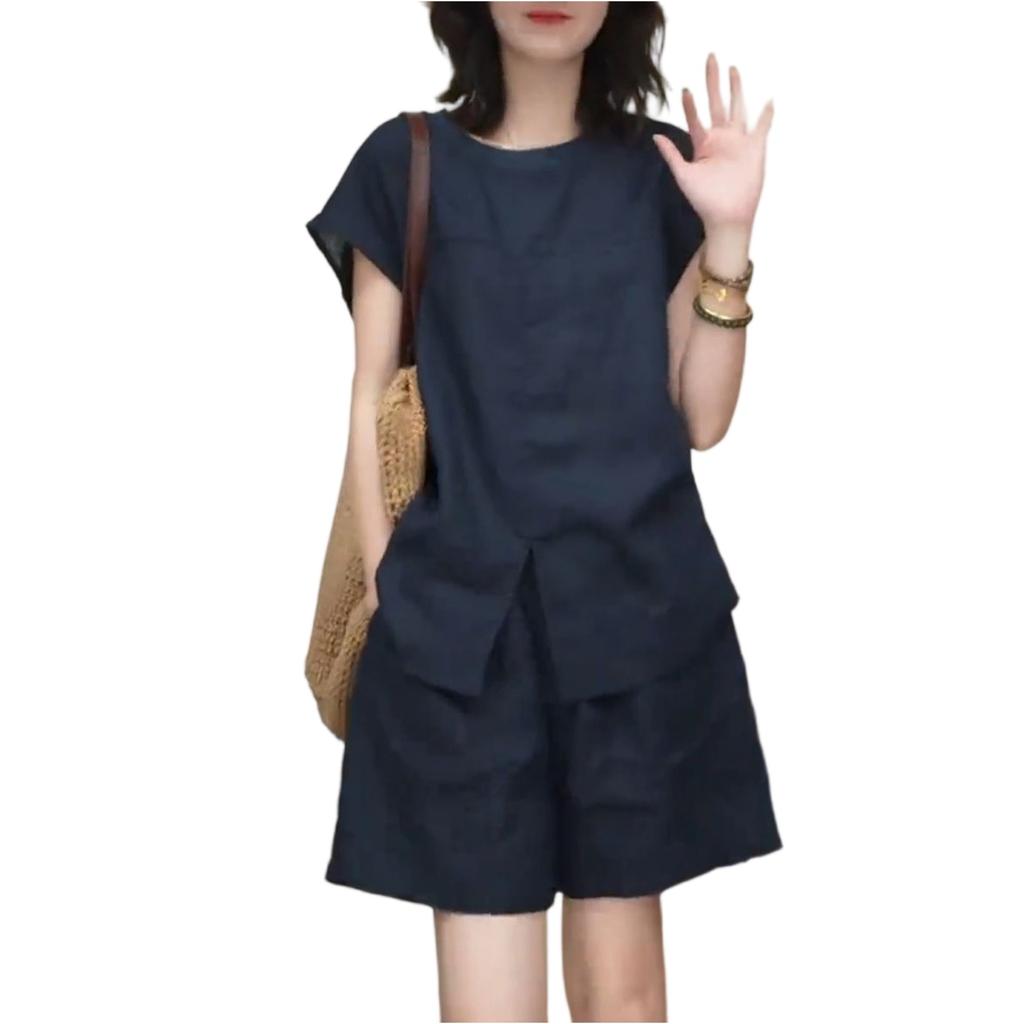 Damen 2-teiliges Freizeit-Set mit kurzärmeligem Oberteil und Shorts