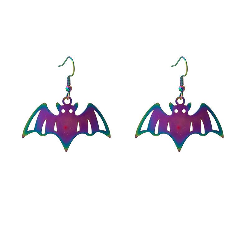 Halloween Trendy Funny Earrings Colorful Gradual Change Electroplating Color Matching Niche Earrings Temperament