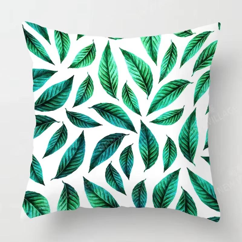 

Double Sided Creative Plant Leaf Patterns Throw Pillow Cover Short Plush Print Cushion Cover for Living Room Sofa Decor 45cmx45cm