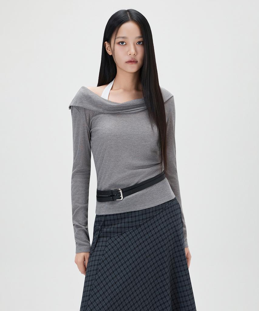 MIXXO Modified Neck Long Sleeve T-Shirt_Miwlwg449A