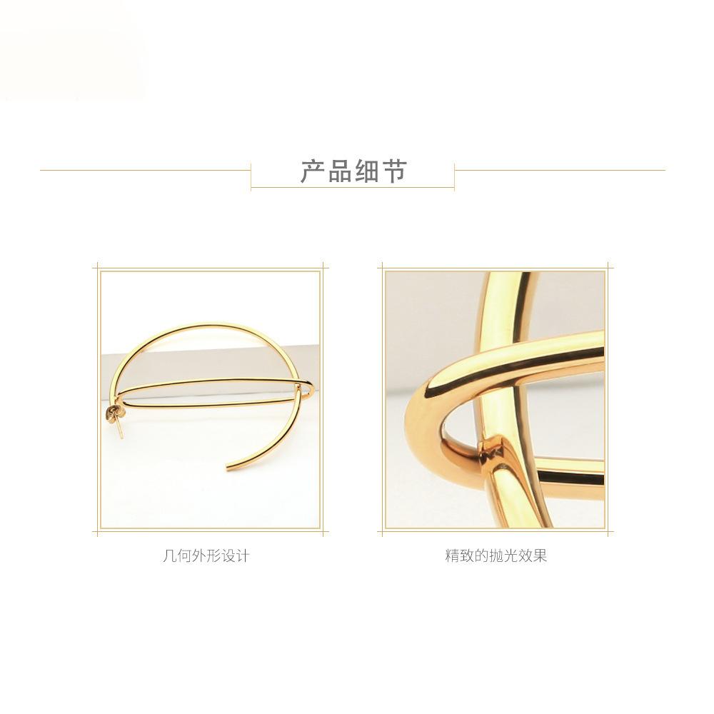 Europe and the United States popular stainless steel large circle geometric earrings 18K gold line earrings