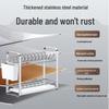 Compact Double-Layer Stainless Steel Dish Rack for Kitchen Countertop