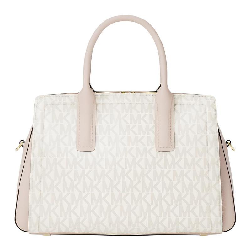 MICHAEL KORS Laila Signature Signature Logo Print Coated Canvas Shoulder Crossbody Tote Small Women's Pink White