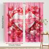 Set Of 2 Pink Heart Valentine Day Curtain Festive Atmosphere Decor Style Bedroom Living Room Pull Pocket Design Polyester Perfect For Great
