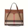 Aidrani Classic Plaid Women's Bag, Large Capacity Portable Shoulder Bag, Canvas Patchwork Cowhide, Square Handbag