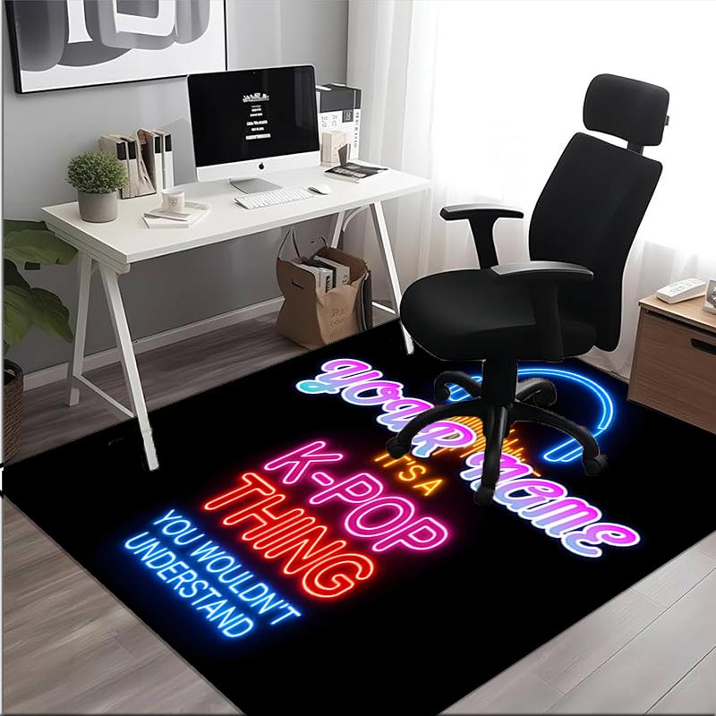 1PC Custom Name K-Pop Neon Sign Theme Floor Mat Ideal for Living Room, Game Rooms, Office, Bedroom,Floor Mat Playful Design