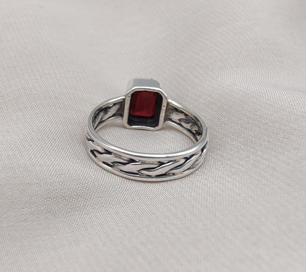 Braided 925 Sterling Silver Garnet Ring: January Birthstone Jewelry