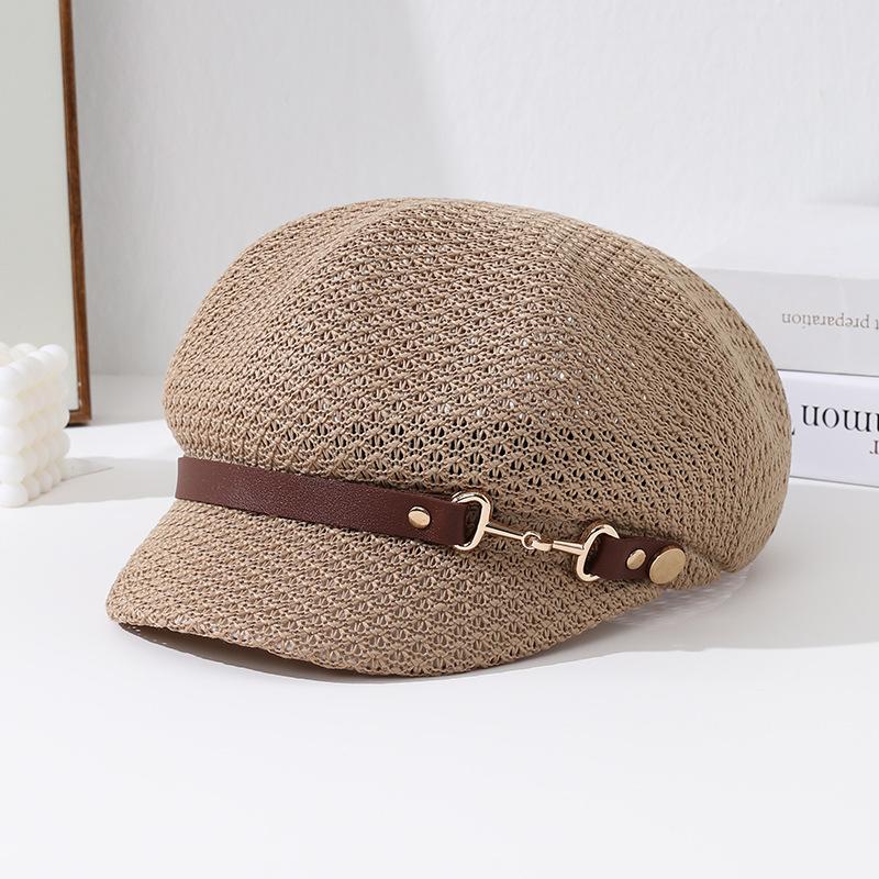 Hat women's spring and summer fashion knitted breathable beret summer sunshade sunscreen octagonal hat