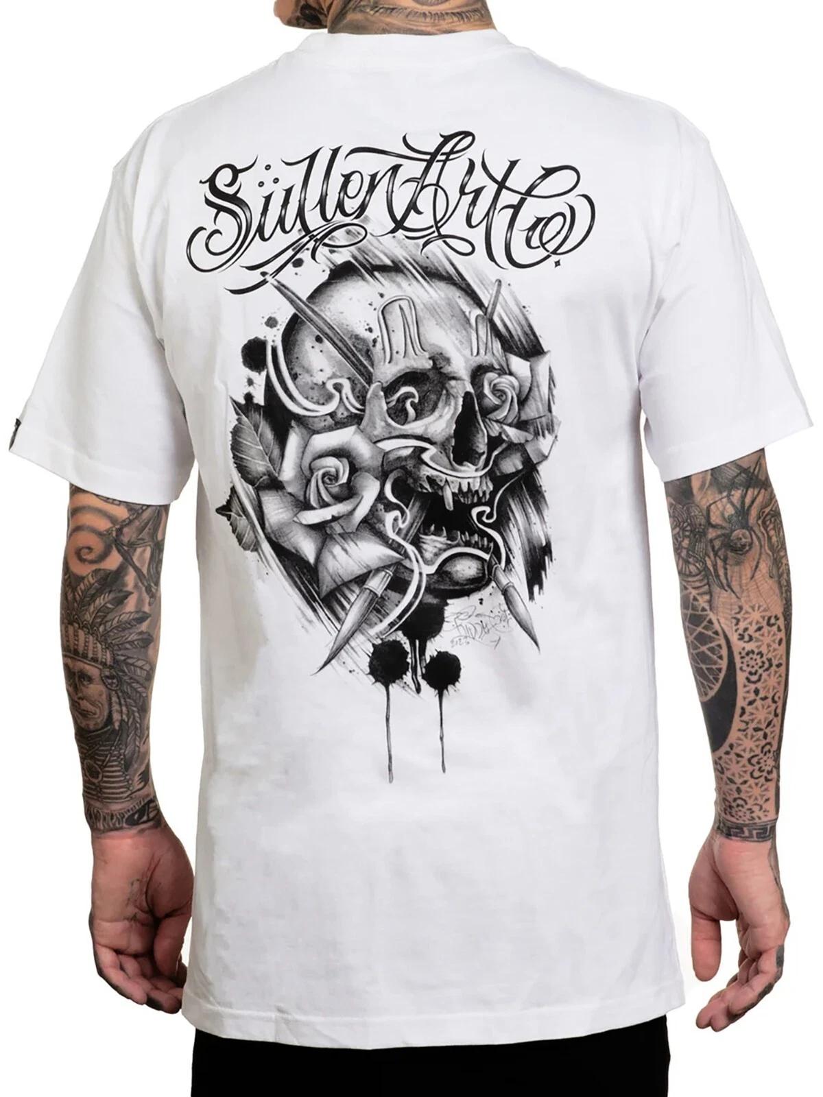 

Sullen Men s Kiddo Badge Short Sleeve Standard T-shirt Tattoo Style Skull Tee 3XL