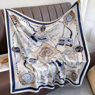 Summer Simulated Silk 90CM Square Scarves Head Echarpe Silk Foulards Femme Wraps Beach Shawls Bandana Lady Hijabs