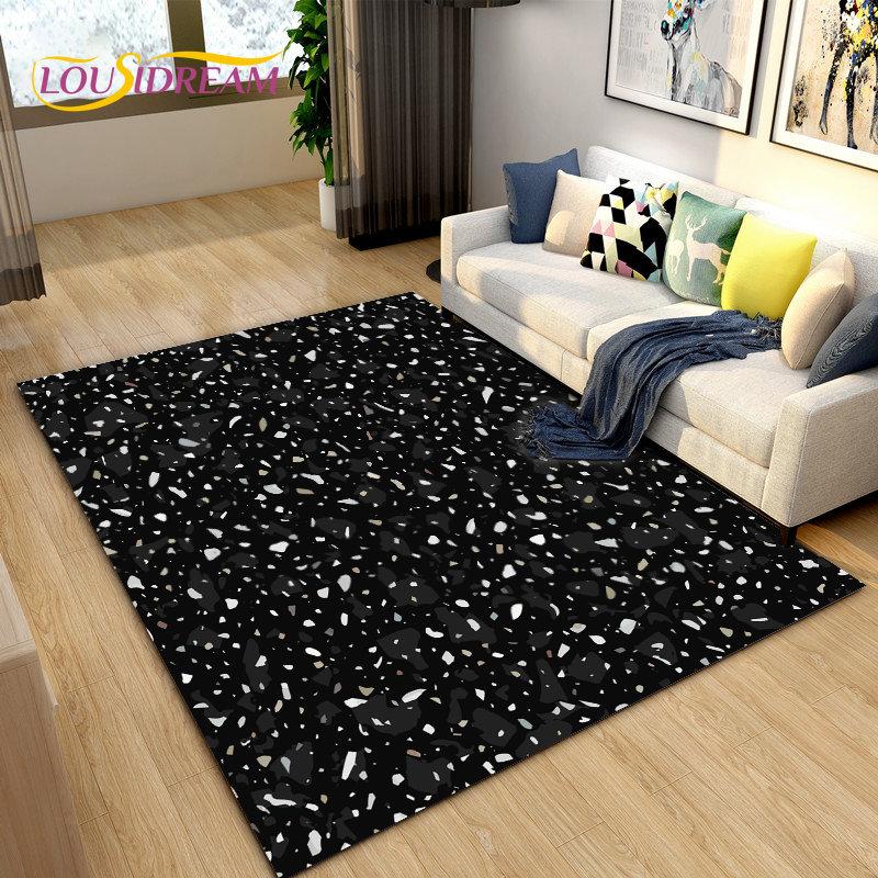 3D Crushed Stone Path Colour Gravel Area Rug Large,Carpet Rug for Living Room Bedroom Sofa Doormat Decoration,Non-slip Floor Mat