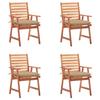 VidaXL Set of 4 Outdoor Dining Chairs with Cushions, Patio Seats, Dining Chairs, Garden Patio Furniture, 3078338