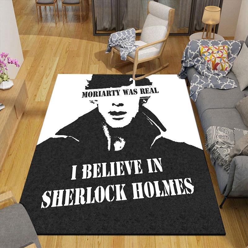 Sherlock Collage Flannel Printed Carpet, Home Sofa Decoration for Living Room & Bedroom, Non‑Slip Play Flannel Floor Mat for Game Room