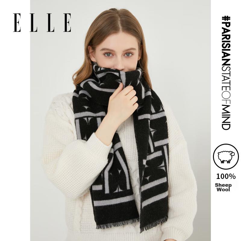 ELLE [Gift Box] 100% Wool Scarf for Men And Women, Autumn And Winter Warm Neck Warmer Shawl, Gift for Birthday Parties
