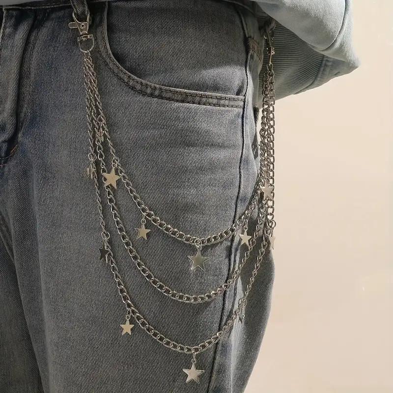 Cross-Border Hip-Hop Punk Star Pendant Tassel Metal Waist Chain