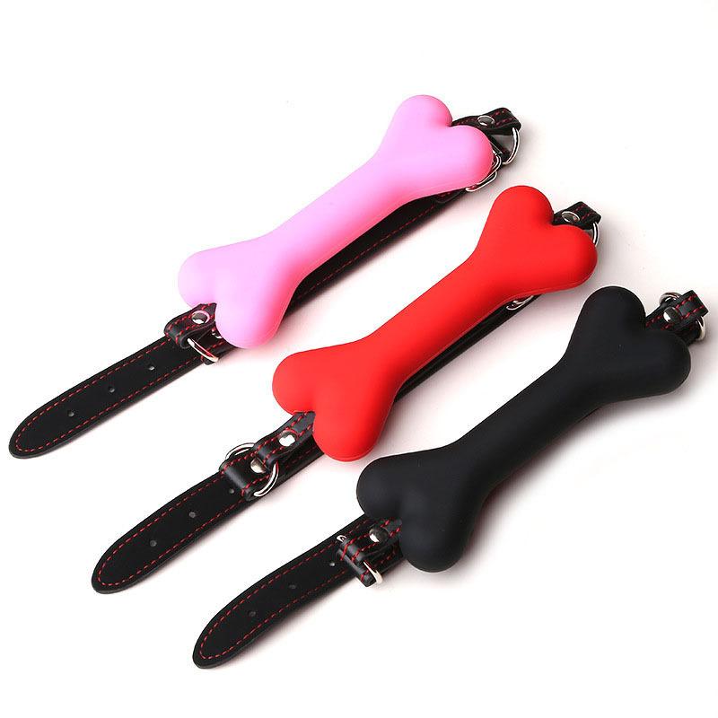 Měkký postroj Silikonový ústní roubík Pes Bone Ball Gag Otevřená ústa Gag BDSM Bondage Slave Gag Sexuální produkty SM sexuální hračky pro ženy