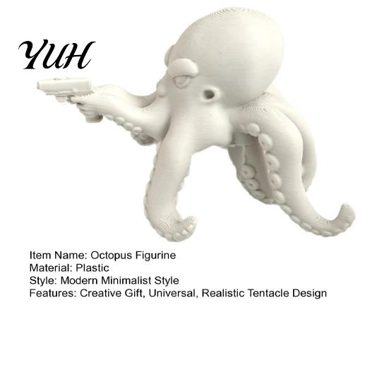 Unique Office Gadgets 3D Printed Octopus Figurine, Cute Marine Animal Sculpture for Trendy Gaming Setup Decor Computer Monitor Decor, Desk Shelf