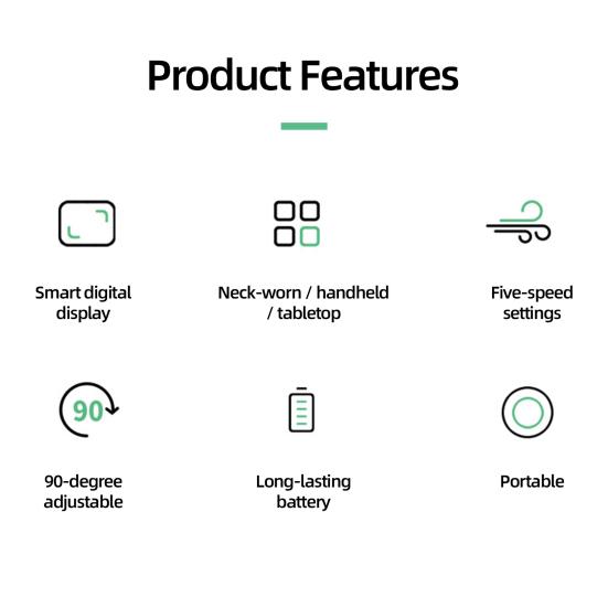Portable Handheld Mini Fan 1200mAh Rechargeable 5 Speeds Personal Travel Fans with Digital Display 90 Degree Foldable Desk Fan for Outdoor