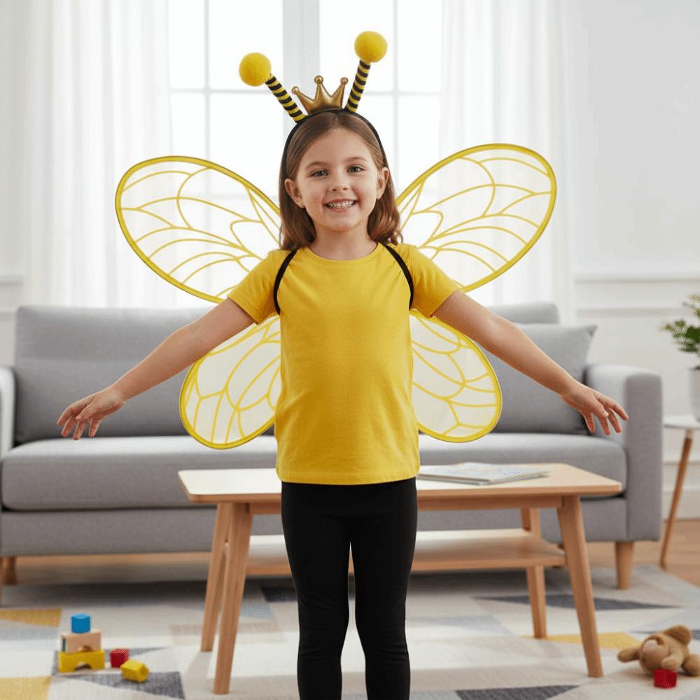 Bugs Bee Cosplay Wings Suit Insect Cosplay Fly Wings Yellow Bee Fly Wings Dress Up Accessories