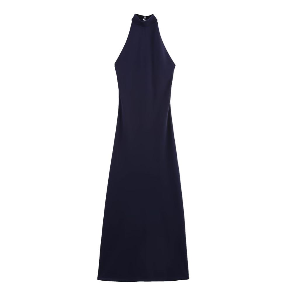 

Весна/Лето 2025 Женское Элегантное Сексуальное Облегающее Платье с Плиссировкой Длинное на Бретелях XS темно-синий