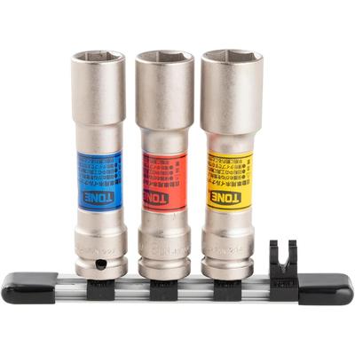 Tone Impact Thin Long Wheel Nut Socket Set with Holder 3 Pieces 12.7mm Drive