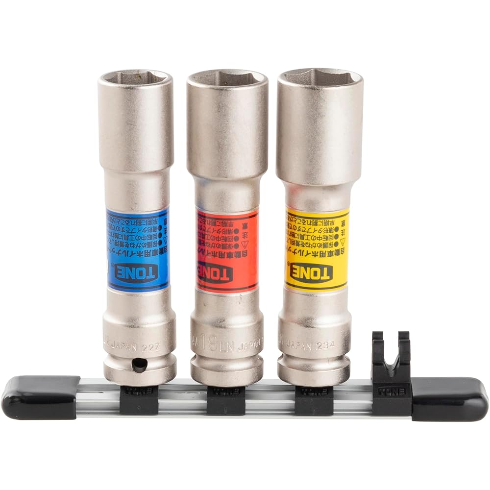 Tone Impact Thin Long Wheel Nut Socket Set with Holder 3 Pieces 12.7mm Drive