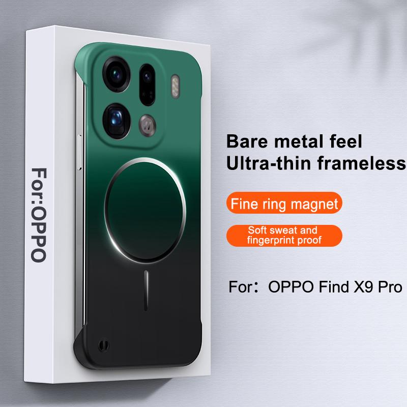 Matte Gradient Metallic Paint for Magsafe Magnetic Phone Case for OPPO Find X9 X9Pro Reno 15Pro Wireless Charge Borderless Cover