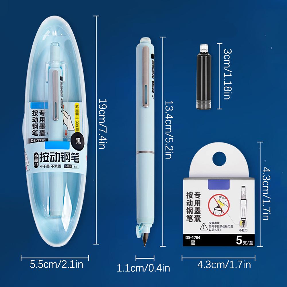 Retractable Fountain Pen Fine Nib Set With Refillable Ink Cartridges,Practice Calligraphy Writing Pen For School Office