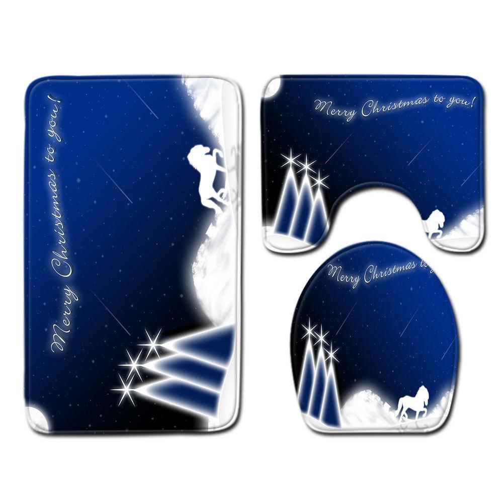 Christmas Bathroom Floor Mat Toilet Three-Piece Set
